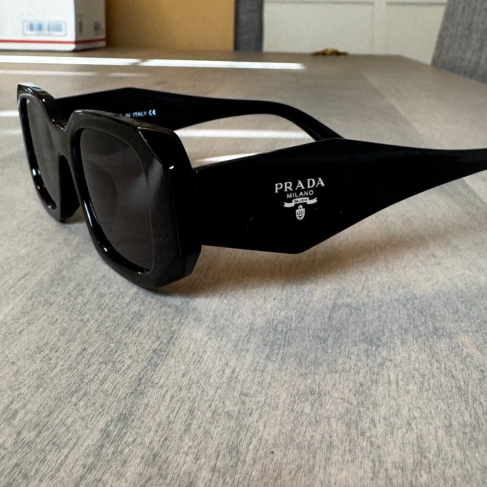 PR 17WS Black Sunglasses Thin Rectangle